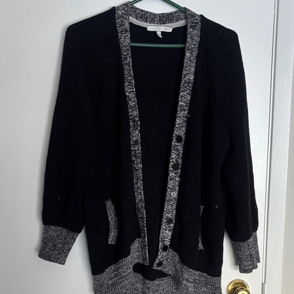 Victoria's Secret Black and Gray Knit Cardigan